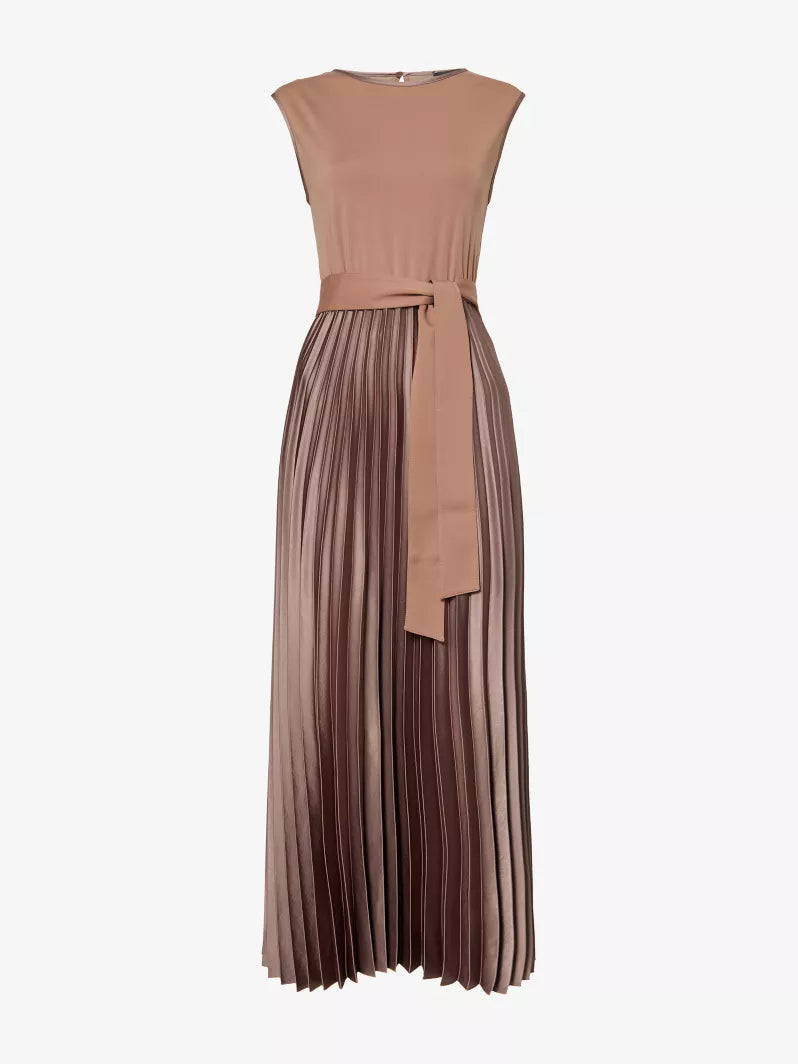 Weekend MaxMara Sleeveless Pleated Jersey And Satin Midi Dress