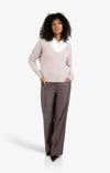 Yaya Soft Sweater with V-Neck - Fudge Purple
