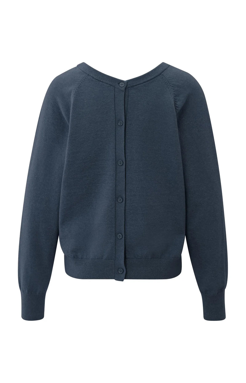 Yaya Double V-neck sweater with back button detail
