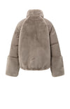 Yaya Short teddy jacket with padded sleeves - Brown