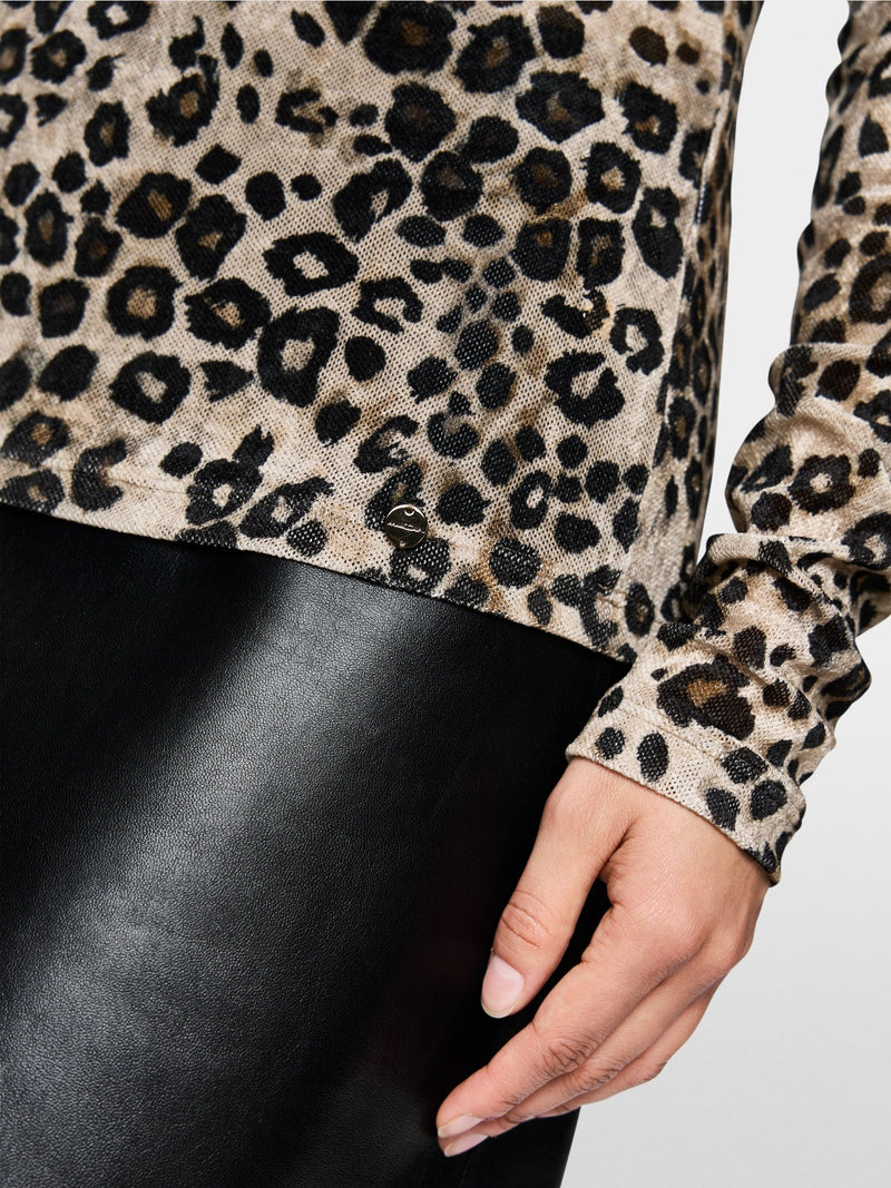 Marc Cain semi-transparent leopard print top