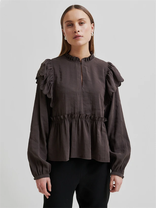 Second Female Terra Frill Blouse - Brown