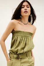 Ba&SH Dalila Top with Removable Sleeves - Khaki