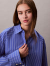 Calvin Klein Stripe Cropped Boxy Button-Down Shirt