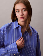 Calvin Klein Stripe Cropped Boxy Button-Down Shirt