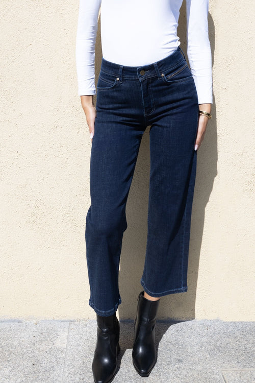 No2Moro Wide Leg Denim Trouser (27" Leg) Indigo Wash - NAPOLI