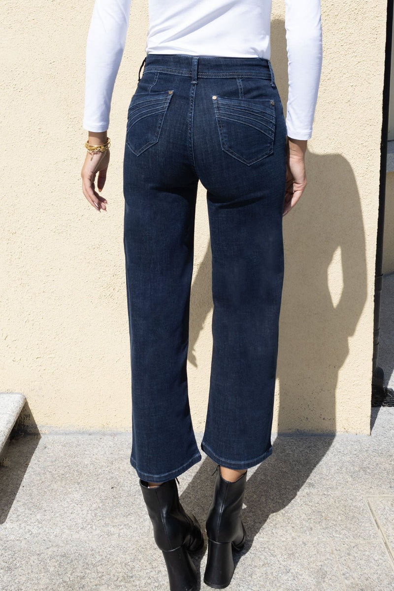 No2Moro Wide Leg Denim Trouser (27" Leg) Indigo Wash - NAPOLI