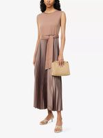 Weekend MaxMara Sleeveless Pleated Jersey And Satin Midi Dress