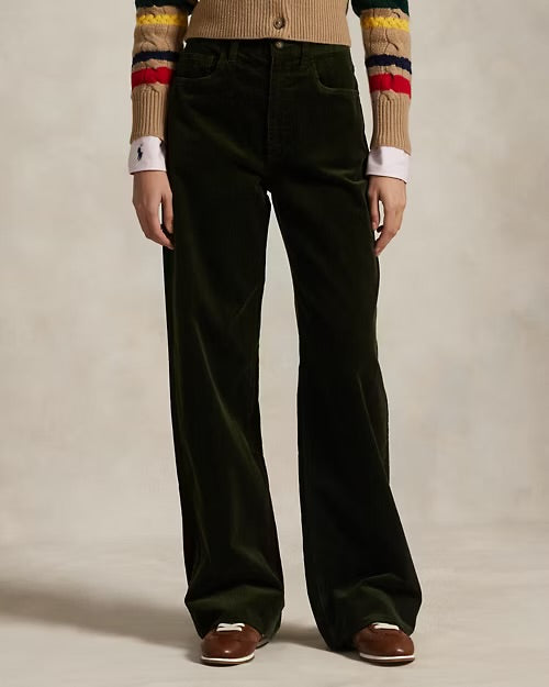 Polo Ralph Lauren green corduroy wide leg trouser