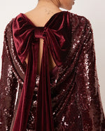 Pretty Lavish Brioni Sequin Bow Mini Dress- Wine