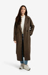 Yaya Long suedine coat with belt - Brown