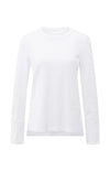 Yaya Jersey top with woven cuffs and slit detail - Pure White