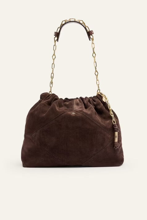 Ba&sh Suede June tote bag - Chocolate Brown