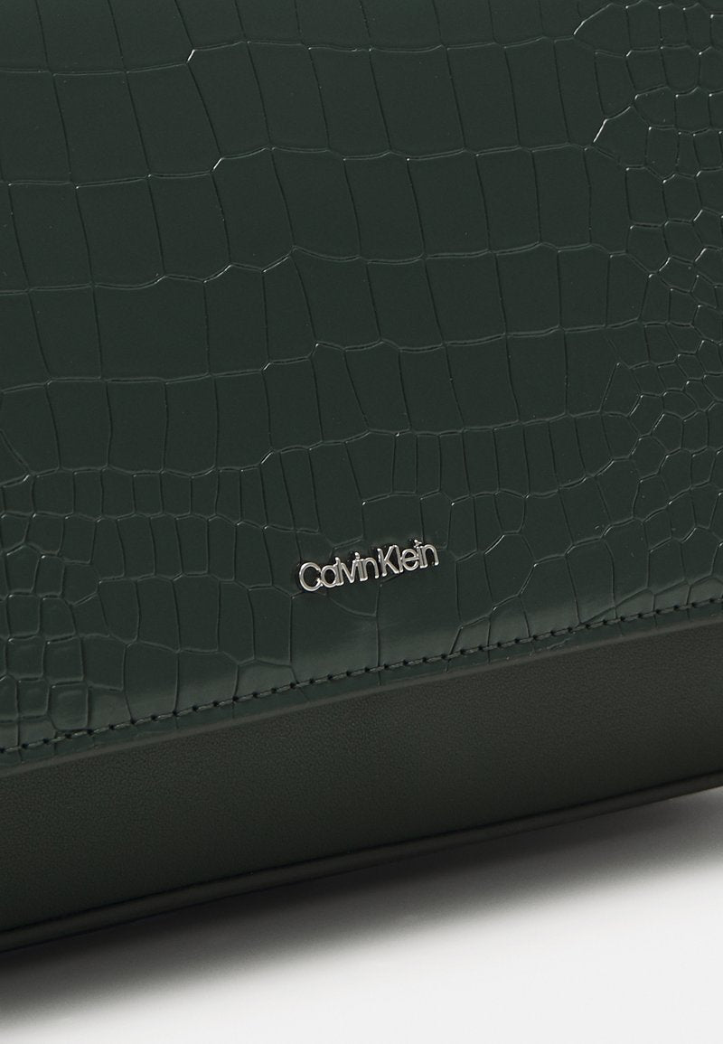 Calvin Klein small leather bag crocodile texture - green