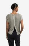 Yaya Sleeveless knit top with back button detail - Brownish Grey