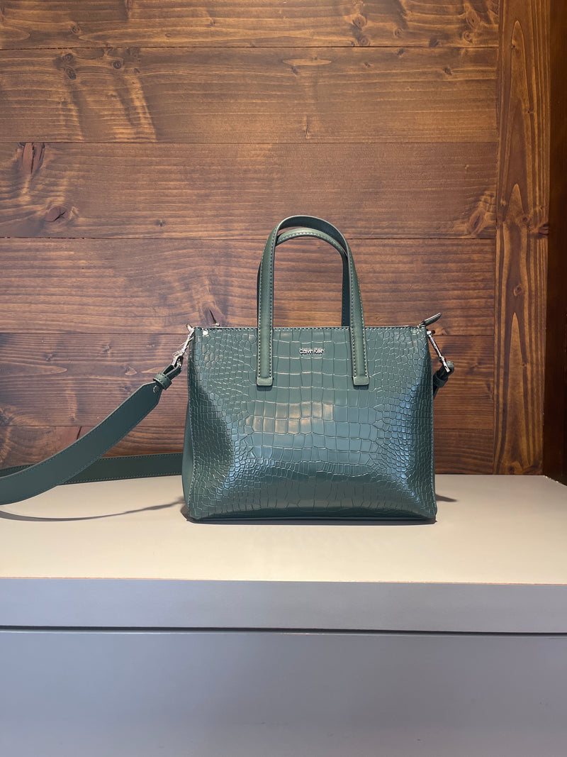 Calvin Klein leather bag crocodile texture - green