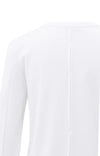Yaya Jersey top with woven cuffs and slit detail - Pure White