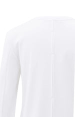 Yaya Jersey top with woven cuffs and slit detail - Pure White
