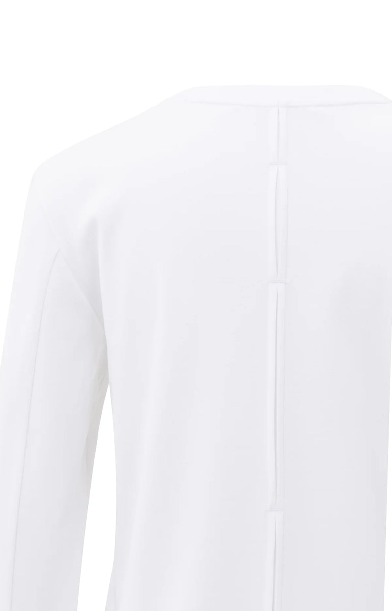 Yaya Jersey top with woven cuffs and slit detail - Pure White