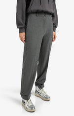 Yaya High waist tailored trousers with turn-ups - Grey