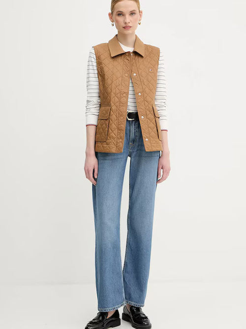 Tommy Hilfiger Padded Nylon Slim Quilted Vest/Gilet - Brown