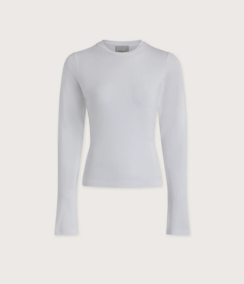 Varley Edna Long Sleeve Fitted Tee - White