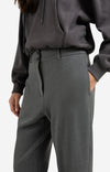 Yaya High waist tailored trousers with turn-ups - Grey