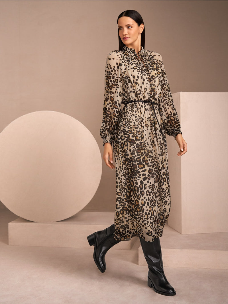 Marc Cain leopard print maxi dress with belt