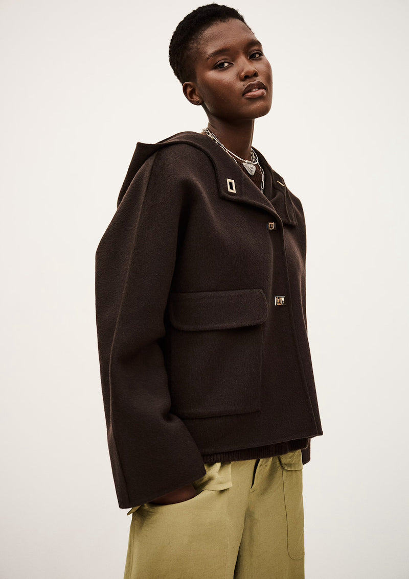 Ba&sh Veste Kove Brown Short Wool Coat