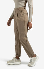 Yaya Trousers with pleats and chino pockets - Brownish
