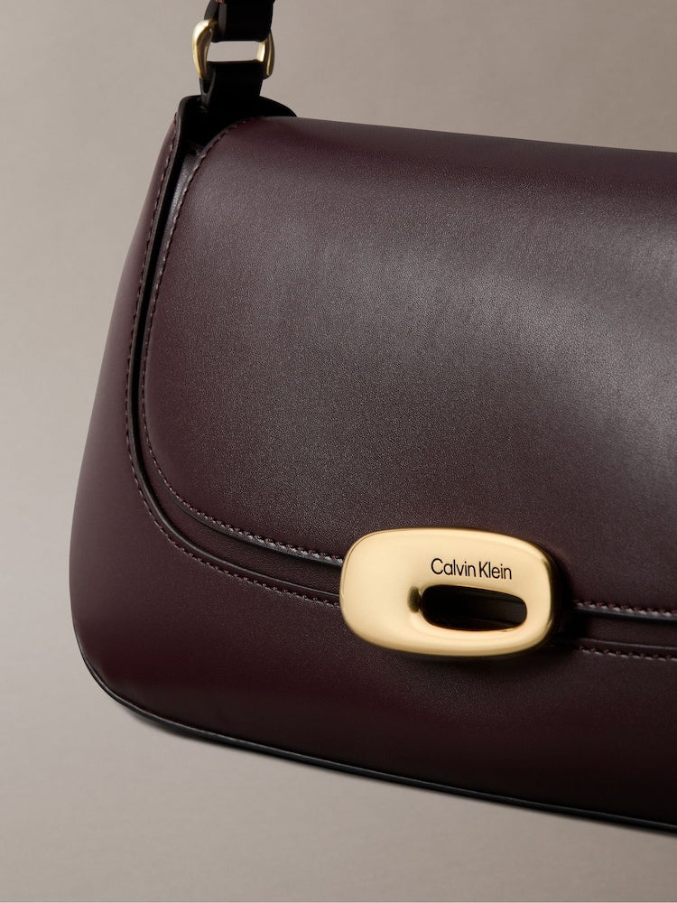 Calvin Klein Brown Top Flap Shoulder Bag