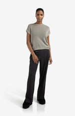 Yaya Sleeveless knit top with back button detail - Brownish Grey