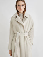 Double-breasted beaver cloth coat - Pearl Grey -  English
