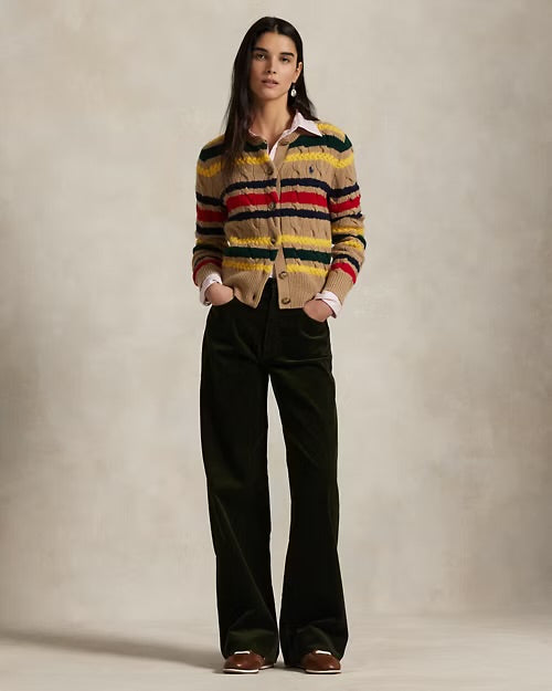 Polo Ralph Lauren green corduroy wide leg trouser