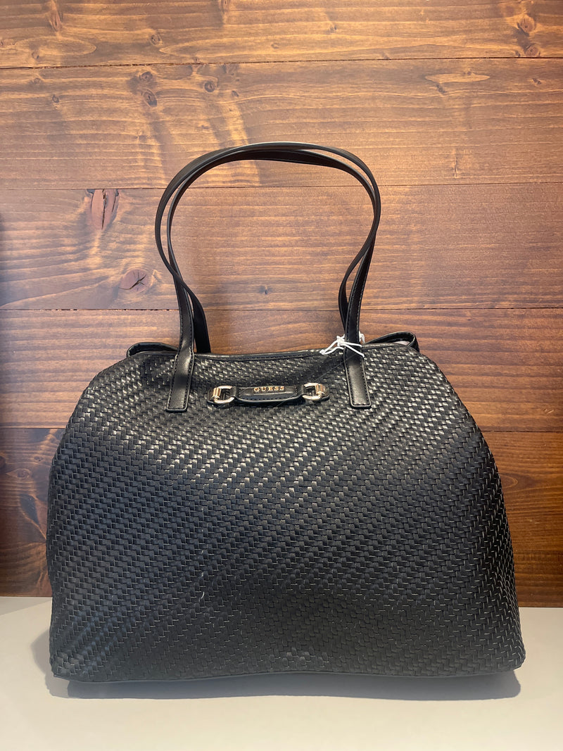 Guess Black Raffia Large Bag
