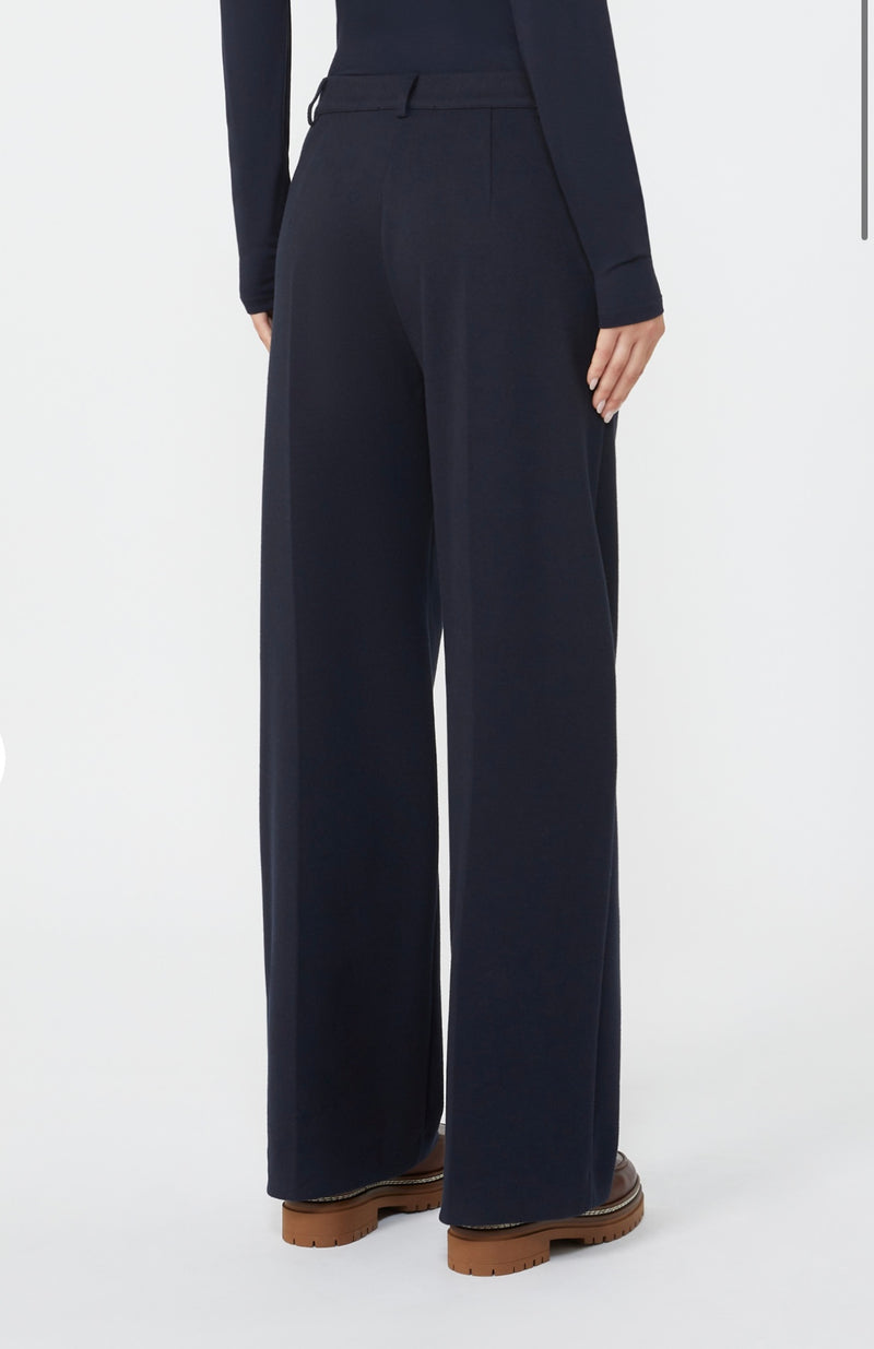 Weekend MaxMara Navy Flannel Jersey Trousers - ZELOTA