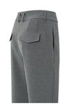 Yaya High waist tailored trousers with turn-ups - Grey