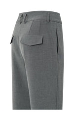 Yaya High waist tailored trousers with turn-ups - Grey