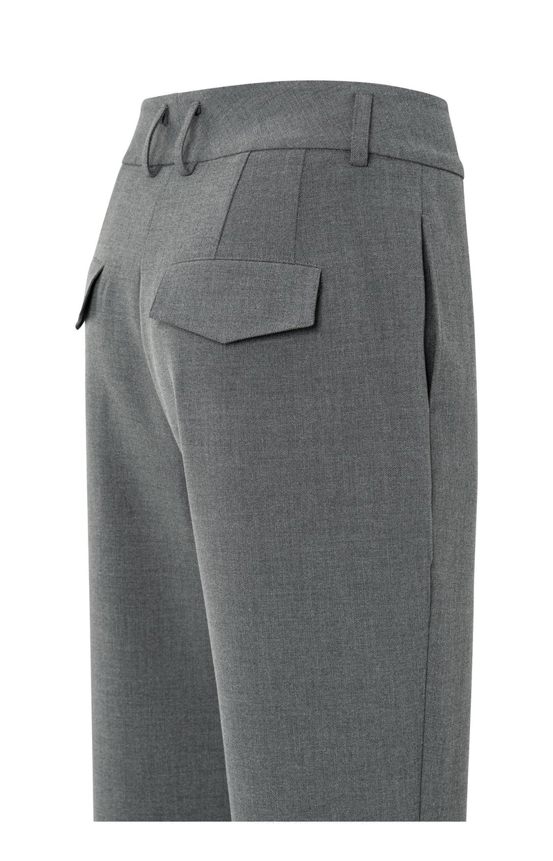 Yaya High waist tailored trousers with turn-ups - Grey