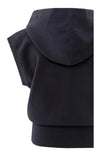 Yaya Sleeveless hoodie with zipper and hood - Navy