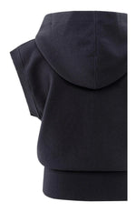 Yaya Sleeveless hoodie with zipper and hood - Navy