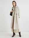 Double-breasted beaver cloth coat - Pearl Grey -  English