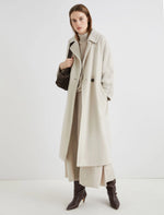 Double-breasted beaver cloth coat - Pearl Grey -  English