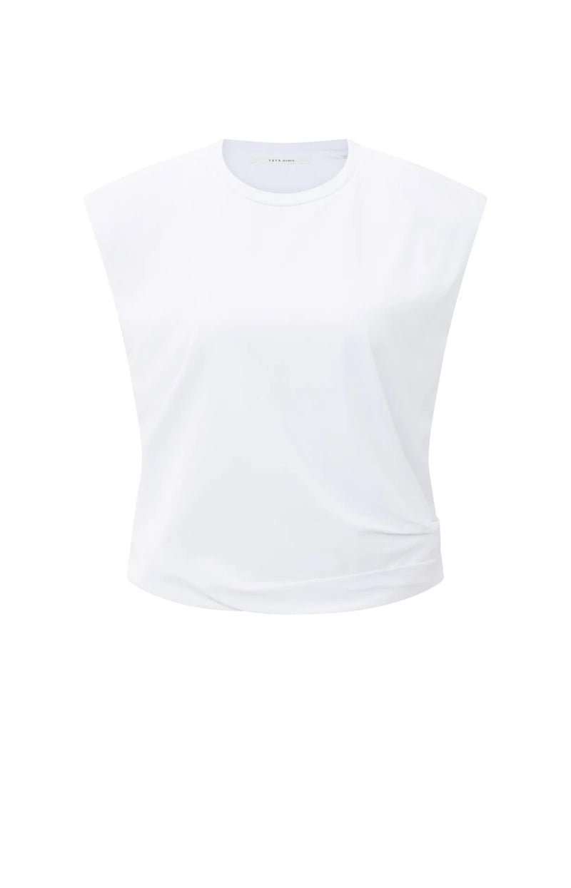YAYA Sleeveless top with shoulder pads and pleat detail