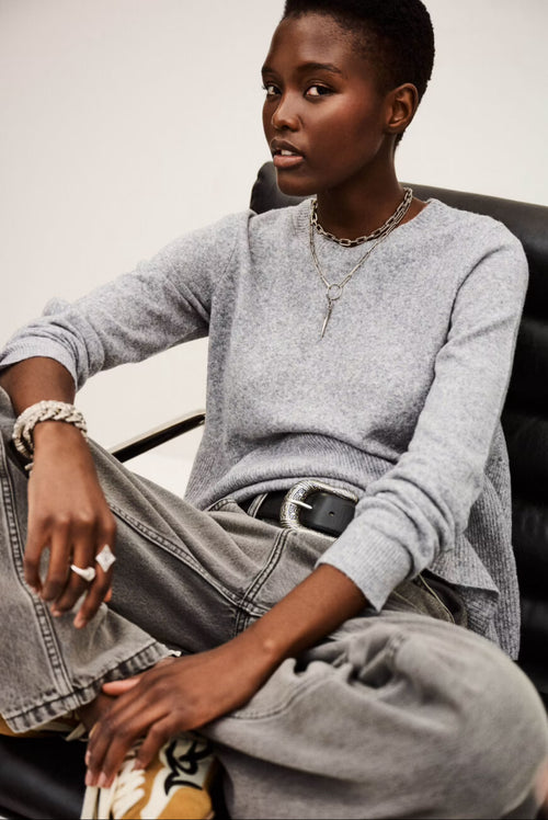 Ba&sh Pull Salama peplum grey sweater