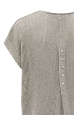 Yaya Sleeveless knit top with back button detail - Brownish Grey