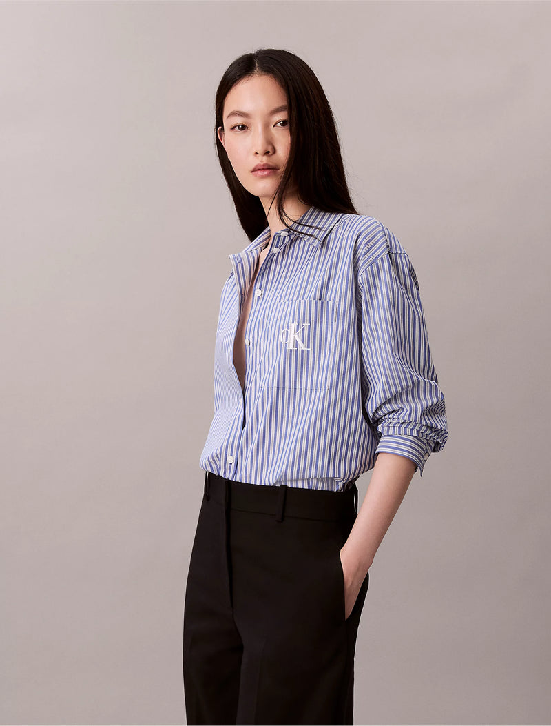 Calvin Klein Cotton Poplin Striped Shirt