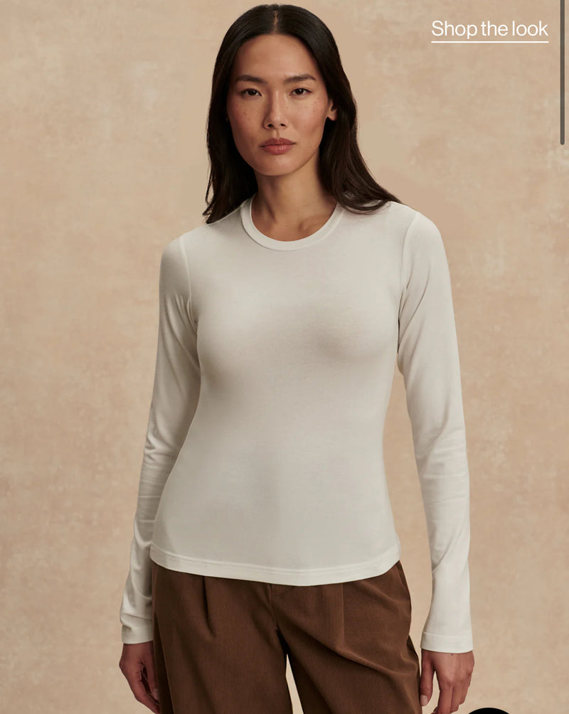 Varley Edna Long Sleeve Fitted Tee - White