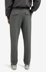 Yaya High waist tailored trousers with turn-ups - Grey