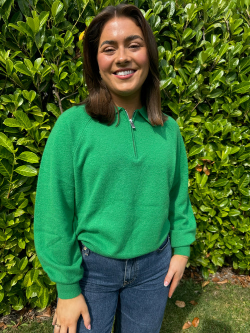 Colourush Cabana Cashmere Zip Sweater - PEA